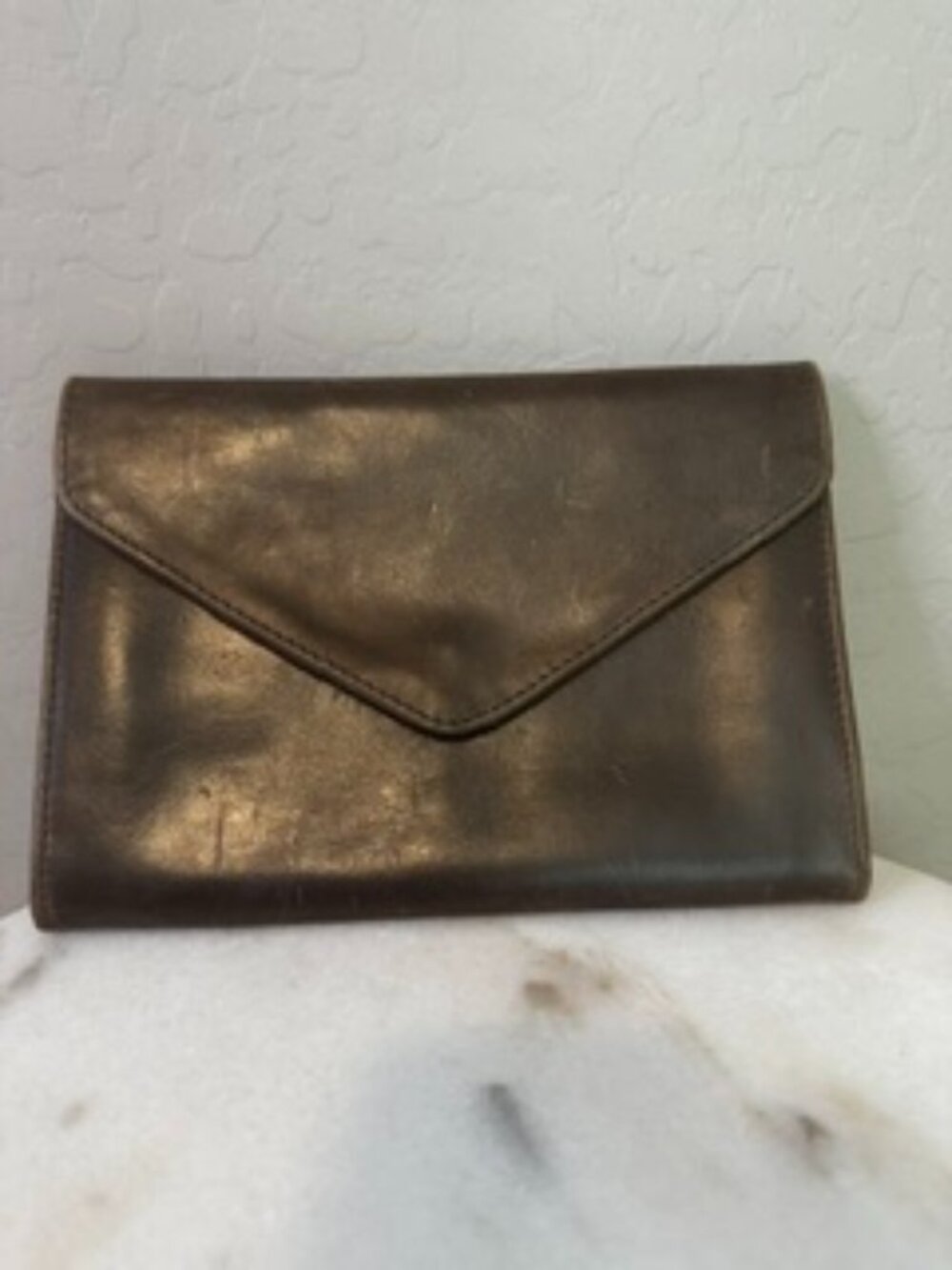 FashionABLE Brown Leather Envelope Clutch